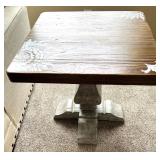 Rustic Square Pedestal Side Table with Hand-Painted Mandala Design