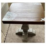 Rustic Square Pedestal Side Table with Hand-Painted Mandala Design