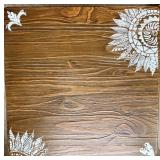 Rustic Square Pedestal Side Table with Hand-Painted Mandala Design