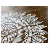 Rustic Square Pedestal Side Table with Hand-Painted Mandala Design