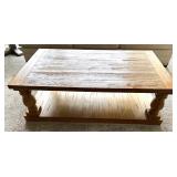 Rectangular Solid Wood Coffee Table with Turned Legs and Shelf