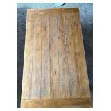 Rectangular Solid Wood Coffee Table with Turned Legs and Shelf