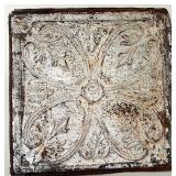 Antique Ornate Pressed Tin Ceiling Tile with Distressed Paint