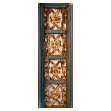 Set of 2 Distressed Wooden Wall Panels with Ornate Cut-Out Design