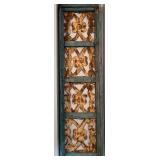Set of 2 Distressed Wooden Wall Panels with Ornate Cut-Out Design