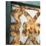 Set of 2 Distressed Wooden Wall Panels with Ornate Cut-Out Design