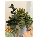 Vintage Green Ceramic Vase, Artificial Plant, and Collection of Classic Books