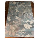Floral Area Rug 5x8 100% Wool in Blue and Beige