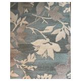Floral Area Rug 5x8 100% Wool in Blue and Beige