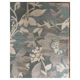 Floral Area Rug 5x8 100% Wool in Blue and Beige