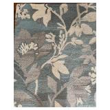 Floral Area Rug 5x8 100% Wool in Blue and Beige