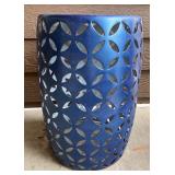 Metal Hanging Faux Succulent Arrangement with Blue Decorative Stand