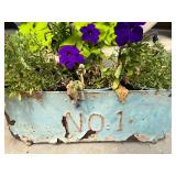 Galvanized Metal Planter Set with Decorative Lantern