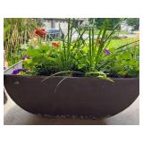 Galvanized Metal Planter Set with Decorative Lantern