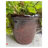 Set of 3 Large Maroon Ceramic Outdoor Planters