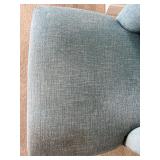 Blue Upholstered Swivel Office Chair with Nailhead Trim