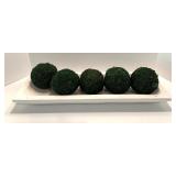 Set of 5 Decorative Moss Balls with White Tray