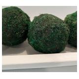 Set of 5 Decorative Moss Balls with White Tray