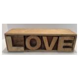Decorative Home Decor Group with Wooden LOVE Box, Floral Plaque, and Faux Herb Planter