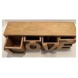 Decorative Home Decor Group with Wooden LOVE Box, Floral Plaque, and Faux Herb Planter