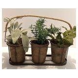 Decorative Home Decor Group with Wooden LOVE Box, Floral Plaque, and Faux Herb Planter