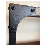 Industrial 4-Shelf Wood and Metal Bookcase with Casters