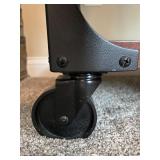 Industrial 4-Shelf Wood and Metal Bookcase with Casters