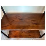 Industrial 4-Shelf Wood and Metal Bookcase with Casters