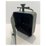 Set of 2 Green Candle Holders with Candles and Decorative Table Clock