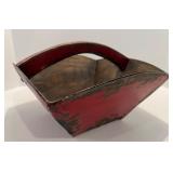 Vintage Decor Lot with Coca-Cola Crate, Old Dutch Potato Chips Tin, Red Wooden Basket, and Faux Succulent