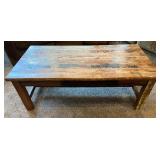 Rustic Wooden Coffee Table with Distressed Finish