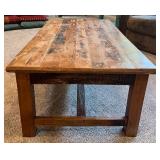 Rustic Wooden Coffee Table with Distressed Finish