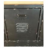 Metal and Wood Locker Storage Bench with 3 Compartments