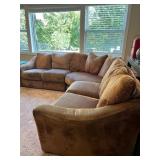 Brown Microfiber Sectional Sofa with Cushioned Seats