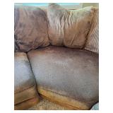 Brown Microfiber Sectional Sofa with Cushioned Seats
