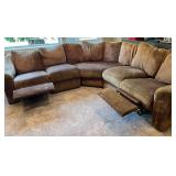 Brown Microfiber Sectional Sofa with Cushioned Seats