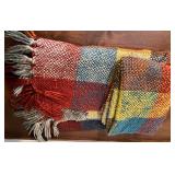 Set of 8 Decorative Throw Pillows with Plaid Woven Throw Blanket