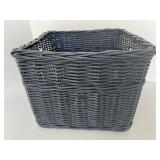 Set of 4 Dark Wicker Storage Baskets with Handles