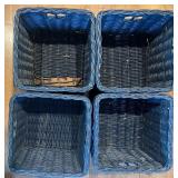 Set of 4 Dark Wicker Storage Baskets with Handles