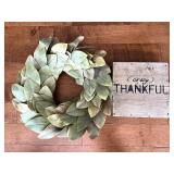 Magnolia Lane Wreath and Wooden 
