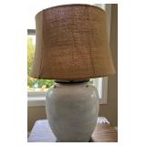 Pottery Barn Large Ceramic Table Lamp with Burlap Shade #1