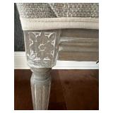 Upholstered Wooden Bench with Carved Floral Accents