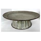 Vintage Style Yellow Metal Bread Box and Rustic Metal Cake Stand