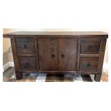 Pottery Barn Rustic Wood Sideboard Buffet with Drawers and Cabinet