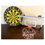 Dart Board and SKLZ Pro Mini Basketball Hoop Set