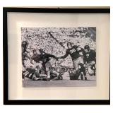 Framed Vintage Black and White Football Photograph