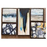 Set of 5 Framed Abstract Canvas Art Prints