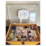 Sewing Supplies Lot with Storage Case, Thread, Ribbons, and Accessories