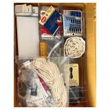 Sewing Supplies Lot with Storage Case, Thread, Ribbons, and Accessories