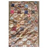 Vintage Wire Laundry Basket, Patchwork Quilt, and National Washboard Co. Ironing Table